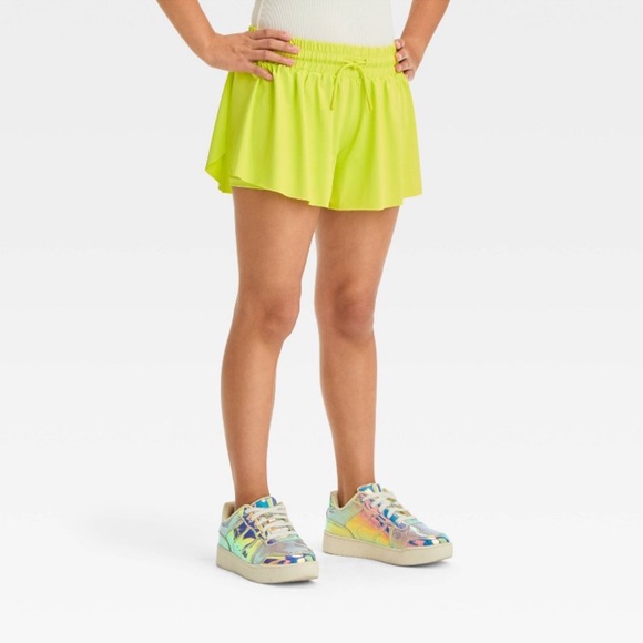Art Class Girls' Sporty Jersey Dolphin Shorts - Bright Green, S - Picture 1 of 3